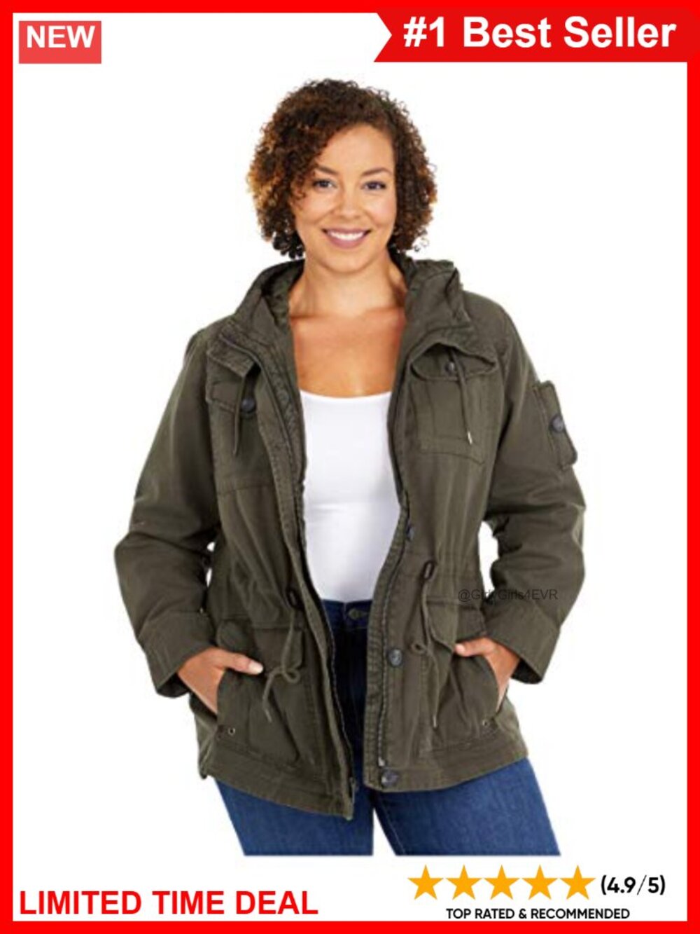 Lightweight 100% Cotton Military Anorak Jacket Button Zip Closure